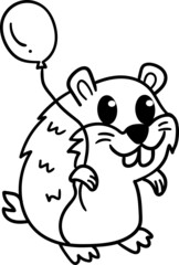 Hamster cartoon drawing for coloring book