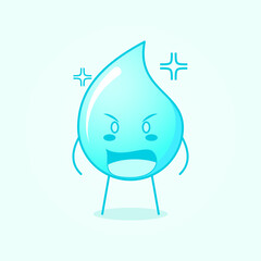 cute water cartoon with angry expression and mouth open. blue and white. suitable for logos, icons, symbols or mascots