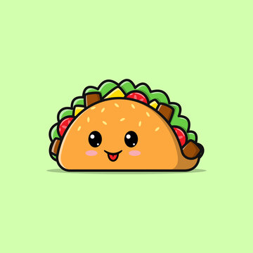 Cute taco cartoon illustration with facial expression