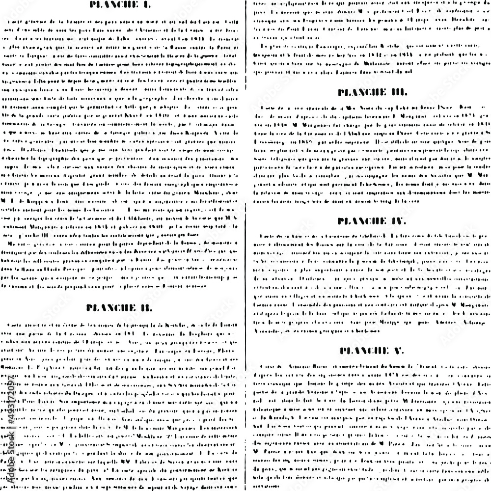 Fototapete grunge texture of unreadable text in two columns. overlay template. vector illustration
