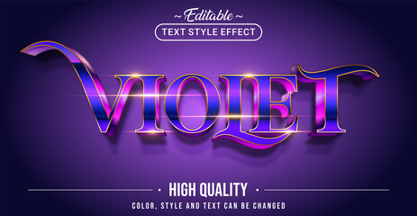 Editable text style effect - Violet text style theme. - obrazy, fototapety, plakaty