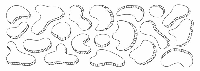 Modern liquid irregular amoeba blob shape. Abstract elements graphic flat style design. Liquid shapes for text, advertising. Design elements for banner, presentation, flyer, poster. Isolated on white 