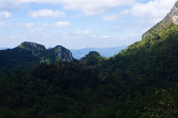 Fototapeta na wymiar The view on the way up to Doi Luang Chiang Dao, Chiang Mai, Thailand.