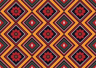 Geometric ethnic flower pattern for background,fabric,wrapping,clothing,wallpaper,Batik,carpet,embroidery style.