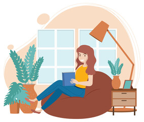 A woman spending time in the living room