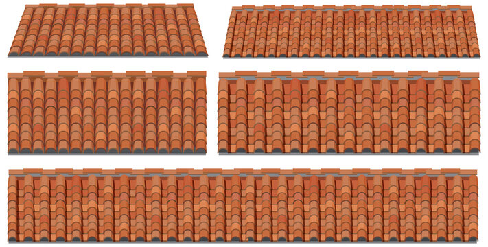 Set of house roof on white background