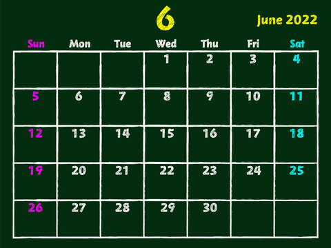 2022年6月黒板カレンダー