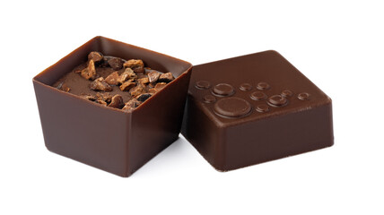 Chocolate sweets on a white background