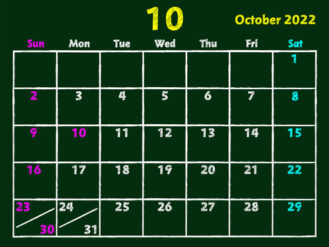 2022年10月黒板カレンダー