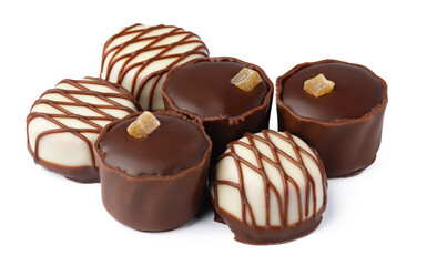 Chocolate sweets on a white background