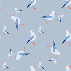 Fototapeta premium Seagull seamless pattern. Marine pattern. Can be used for wallpapers, web page backgrounds, fabric prints.