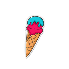 Vector ice cream sticker, icon or logo with paper cutout and outline style. vector cute ice cream with bright and sharp colors. Suitable for stickers or summer stuff