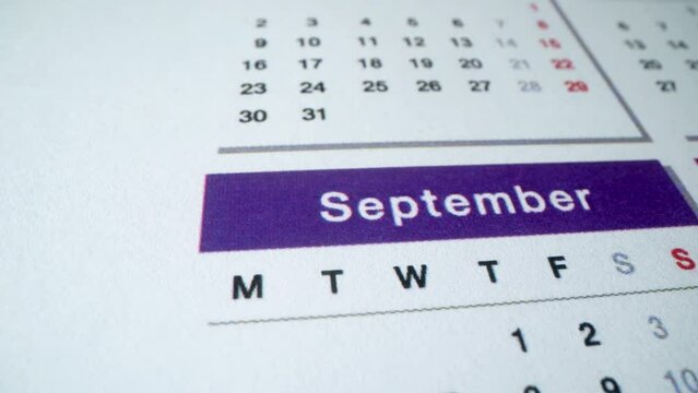 September 2022. School and college first day of education. Start of autumn. Hollydays. Calendar 2022