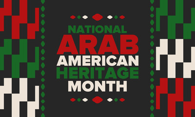 Fototapeta premium National Arab American Heritage Month. Arab American culture and tradition. Celebrate annual in United States in April. Arabian pattern. Poster, banner and background. Vector ornament, illustration