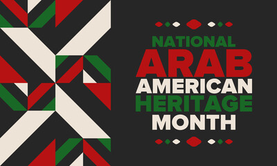 National Arab American Heritage Month. Arab American culture and tradition. Celebrate annual in United States in April. Arabian pattern. Poster, banner and background. Vector ornament, illustration