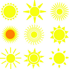 Variety of suns icons vector illustrator
