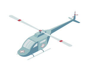 Ambulance Helicopter Isometric Composition