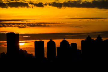 Orange Sky with Sihlouette Building In Jakarta