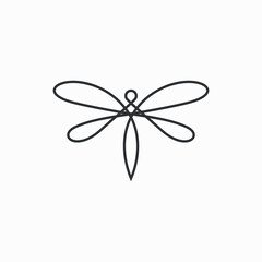 Abstract line art dragonfly logo icon vector template