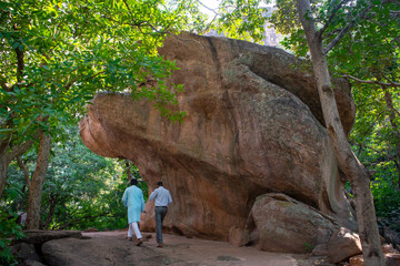 Bhimbetka rock shelters - An archaeological site in central India at Bhojpur Raisen in Madhya...