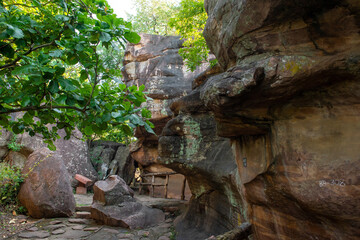 Bhimbetka rock shelters - An archaeological site in central India at Bhojpur Raisen in Madhya Pradesh. This is a world heritage sites.