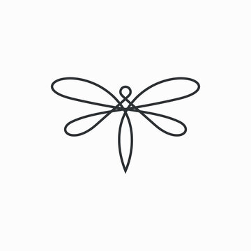 Abstract Line Art Dragonfly Logo Icon Vector Template