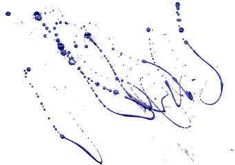 Blots of blue paint on a white background.