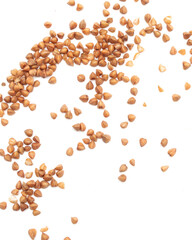 Buckwheat groats isolated on white background.