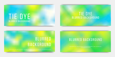 Light spring rectangular horizontal banners. Vector abstract Blurred backgrounds in Tie dye style