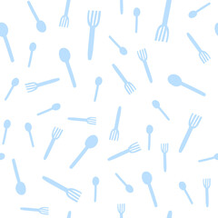 Fototapeta na wymiar Fork and spoon seamless pattern in hand-drawn style