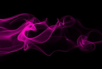 Beautiful pink smoke abstract on black background for design, darkness concept
