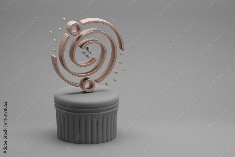 Poster beautiful abstract illustrations galaxy and start symbol icon on a beton column background. 3d rende