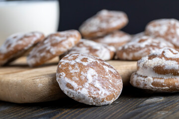 iced sugar gingerbread on a cutting board