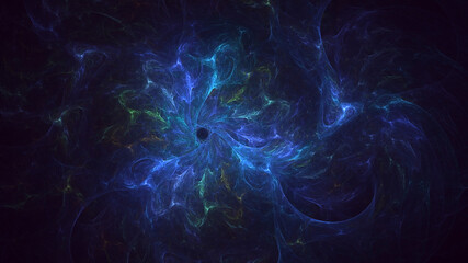 3D rendering abstract multicolor fractal light background