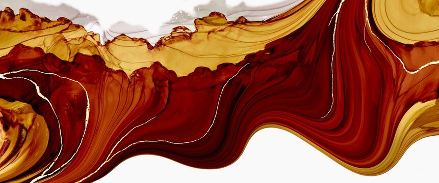 Clean brown abstract alcohol ink background, brown and yellow wave, smoke texture, organic, free white copy space, modern minimal wallpaper design with earth colors, hand drawn art, minimalistic art