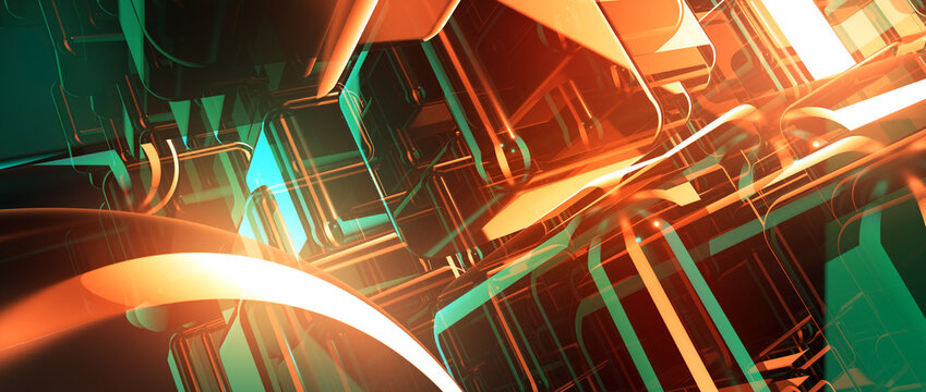 Business explore metaverse technology with blockchain network connecting. Smart city digital world metaverse. Cryptographic city inside metaverse. Metaverse future cityscape perspective, 3d render