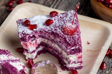 a maroon-colored cake with the taste of different berries