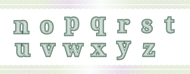 Guilloche numbers or letters with diploma certificate money grid texture.