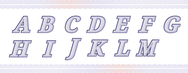 Guilloche numbers or letters with diploma certificate money grid texture.