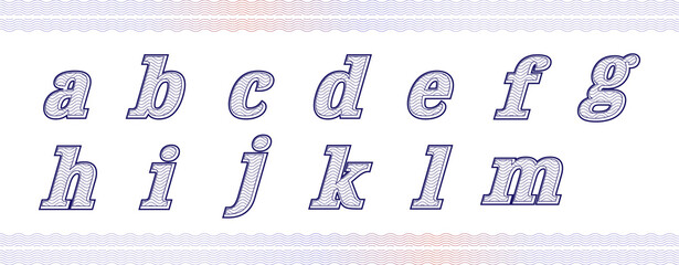 Guilloche numbers or letters with diploma certificate money grid texture.