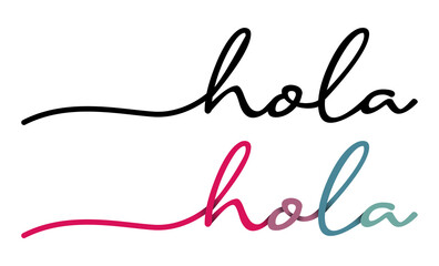 Hola Hand Drawn Black & Colorful Vector Calligraphy Isolated on White Background. © Stock Ninja Studio