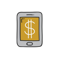 Mobile payment thin line icon isolated on white. Vector illustration