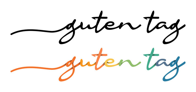 Guten Tag Hand Drawn Black & Colorful Vector Calligraphy Isolated on White Background.