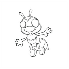 Bee coloring page for kids, Coloring book for children, coloring page with a small bee