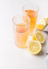 Summer refreshing carbonated drink. Drinks with sparkling mineral water