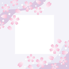 華やかな桜の正方形フレーム　紫
