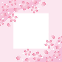 華やかな桜の正方形フレーム　ピンク