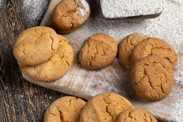 several round light cookies after cooking