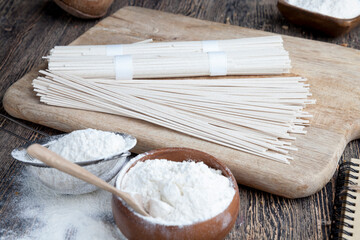 white rice noodles and flour and other ingredients