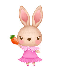 Obraz premium lady rabbit with carrot cute character for Easter Day with clipping path